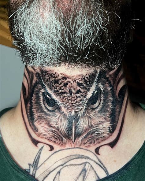 mandala throat tattoos|owl throat tattoo.